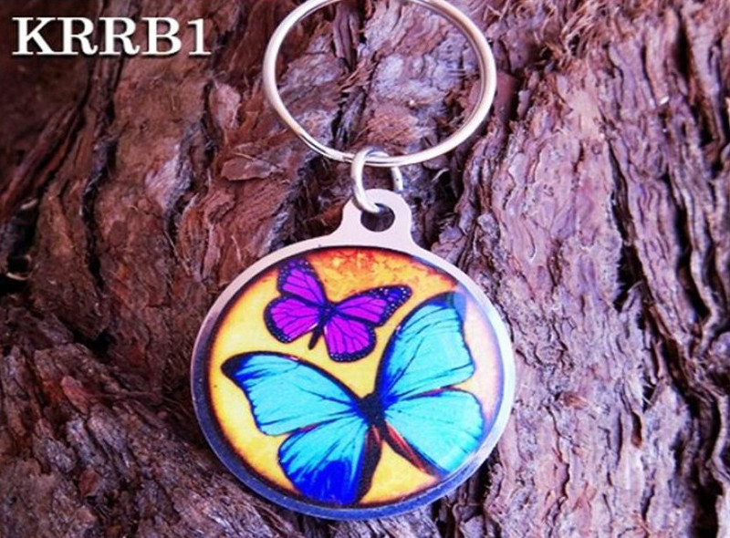 Round Butterfly Keyring