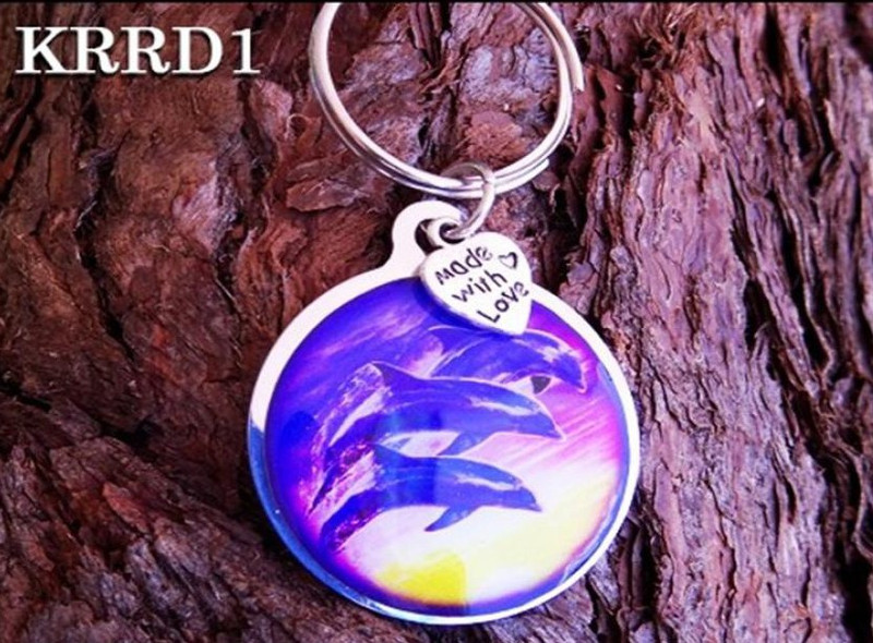 Round Dolphin Keyring